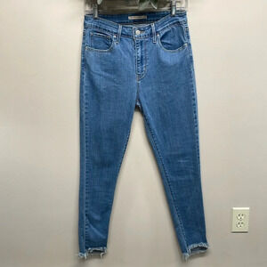 Levi’s 721 High Rise Skinny Denim Medium Wash Jeans Raw Hem 29